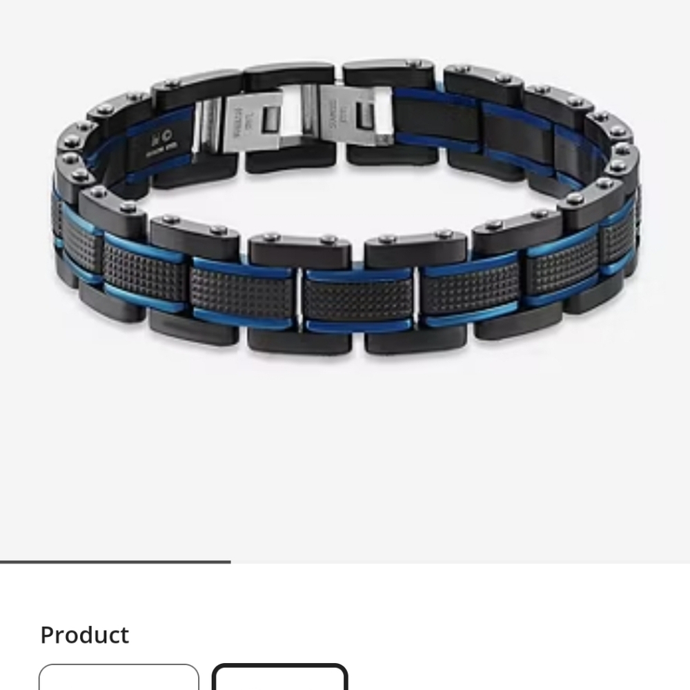 Two tone stainless Steel textured bracelet for men